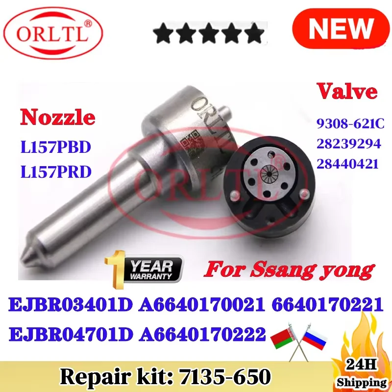 NOZZLE L157PRD VALVE 9308-621C REPAIR KITS 7135-650 FOR Ssangyong EJBR04701D EJBR03401D A6640170021 6640170221 6640170222 Euro 3