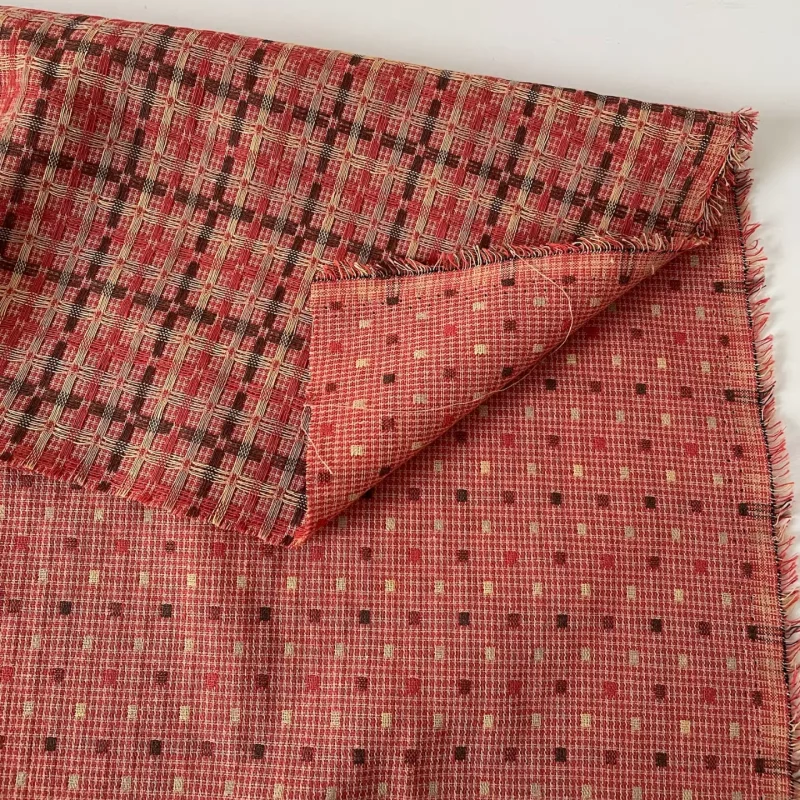 

Beautiful red woven jacquard colorful cotton fabric for shirt blouse dress handmade fabric DIY
