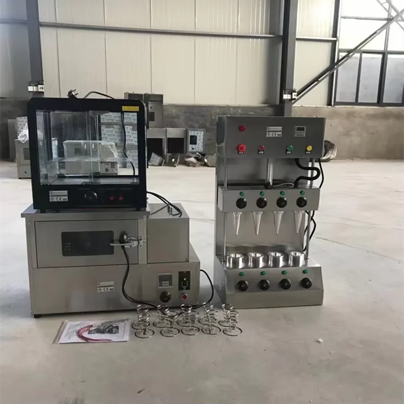 Fully Automatic Commercial Four-Head Hand-Held Cone Pizza Forming Machine Rotary Oven Equipment