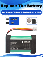 7.2V 2600mAh 2ICR19/65 2INR19/66 CA18 C129D1 Replaceme Battery For Bang&Olufsen B&O BeoPlay A1 P6 11400 Bluetooth Speaker