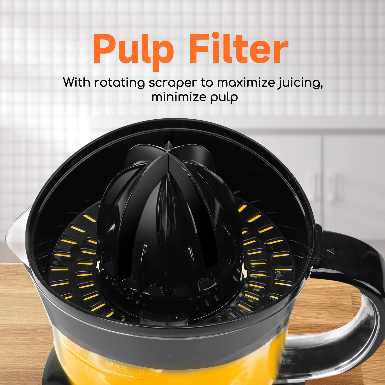 عصارة Aigostar Thomas Citrus الكهربائية السوداء 40W عصارة الفاكهة للعصير