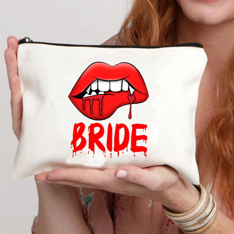 2023 Bright Lipstick team bride Cosmetic Cases  Storage Organizer Pencil for  Woman Toiletry Bag Present bachelorette party gift