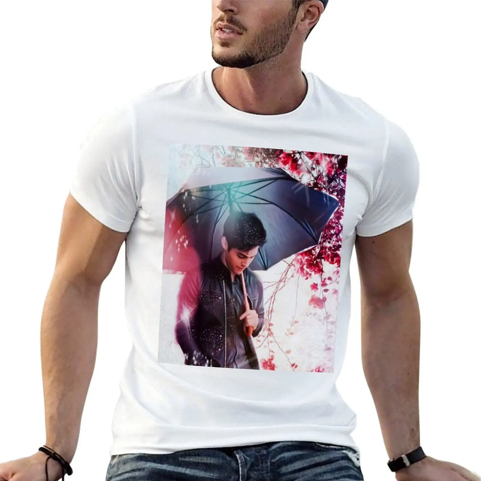Matt Daddario umbrella T-Shirt blue archive sublime plain white t shirts men