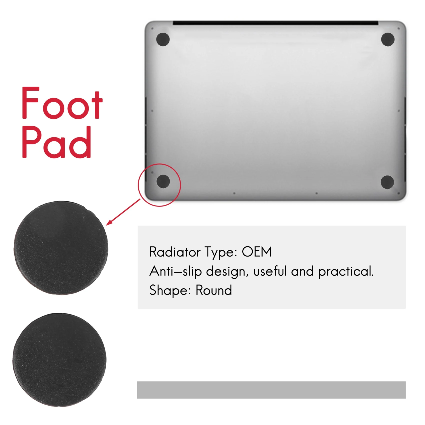 Étui astronomique pour ordinateur portable Apple MacPlePro, repose-pieds en caoutchouc, A1278, A1286, A1297, 13 ", 15", 17 ", 4 pièces