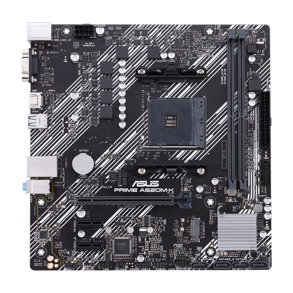 ASUS PRIME A520M-K motherboard supports M.2 with 1G LAN 64GB DDR4 AMD A520 (Ryzen AM4) micro ATX motherboard