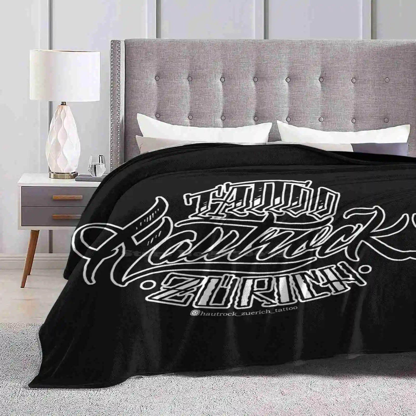 Hautrock , The Logo Brand That Name New Selling Custom Print Flannel Soft Blanket Skin Logo Tattoo Fire Placetobe Hashtag