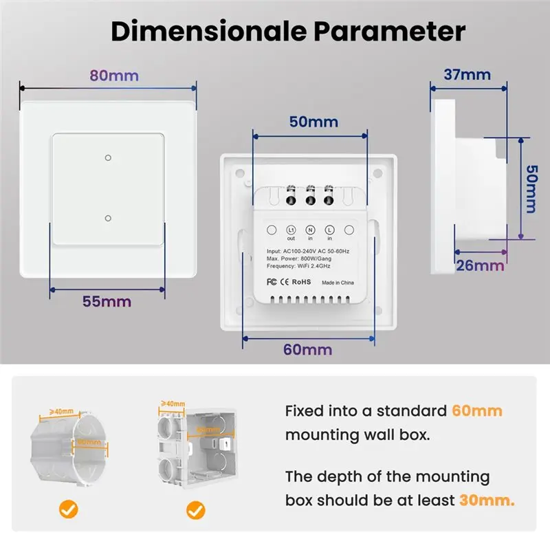 لـ Alexa Google Home متوافق مع Tuya Wifi Smart Light Switch App التحكم عن بعد راوتر الطريق 1 عصابة