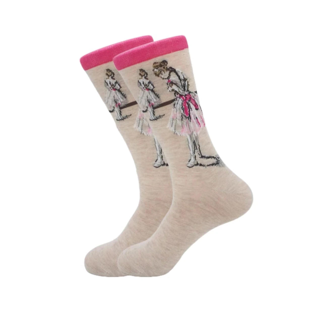 1 pair of European and American trendy socks with personalized street fashion oil painting series socks image 3