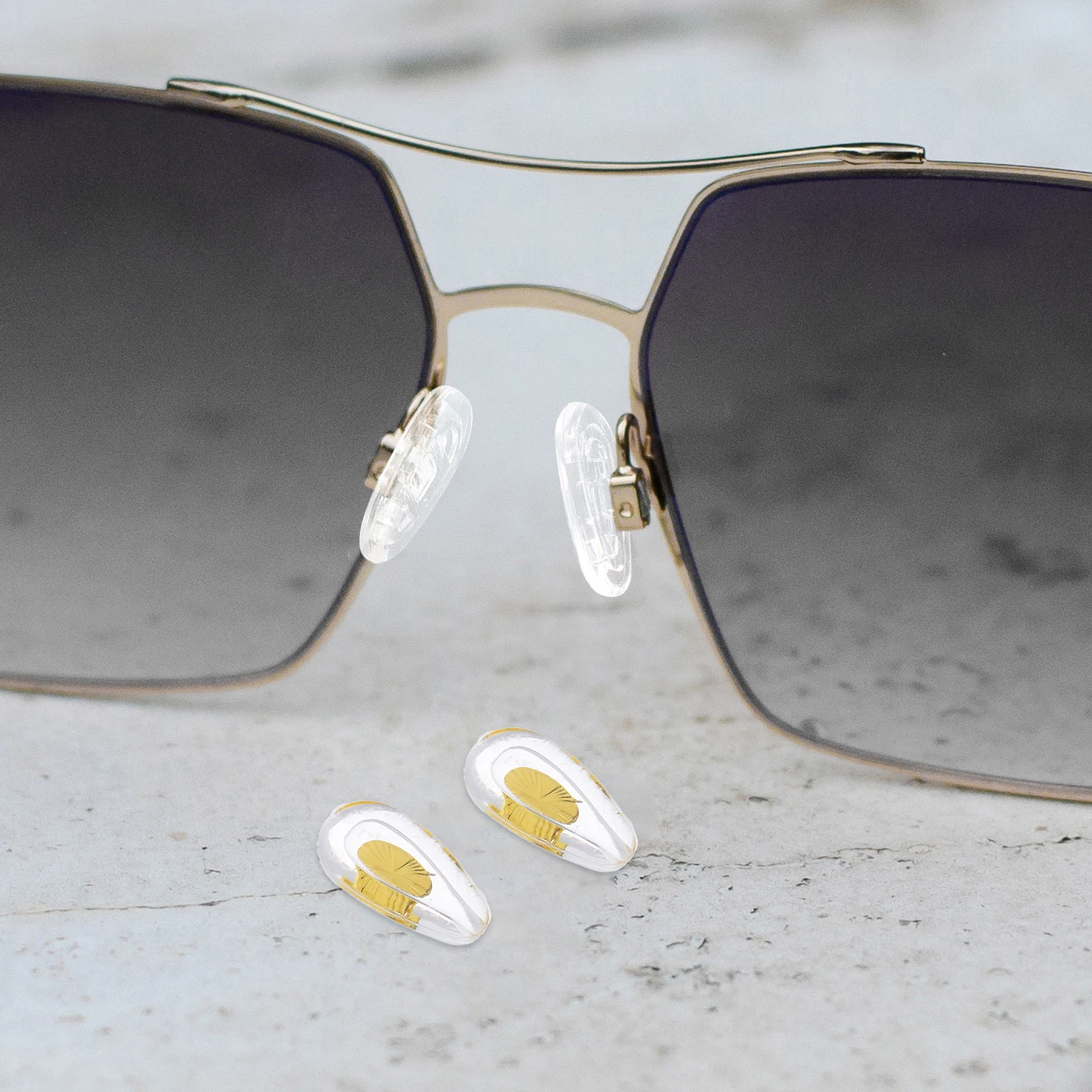 

6Pairs Gold Metal Core Eyeglass Nose Pads Soft Silicone Anti-Slip Air Bag Cushions for Eyewear Replacement Set