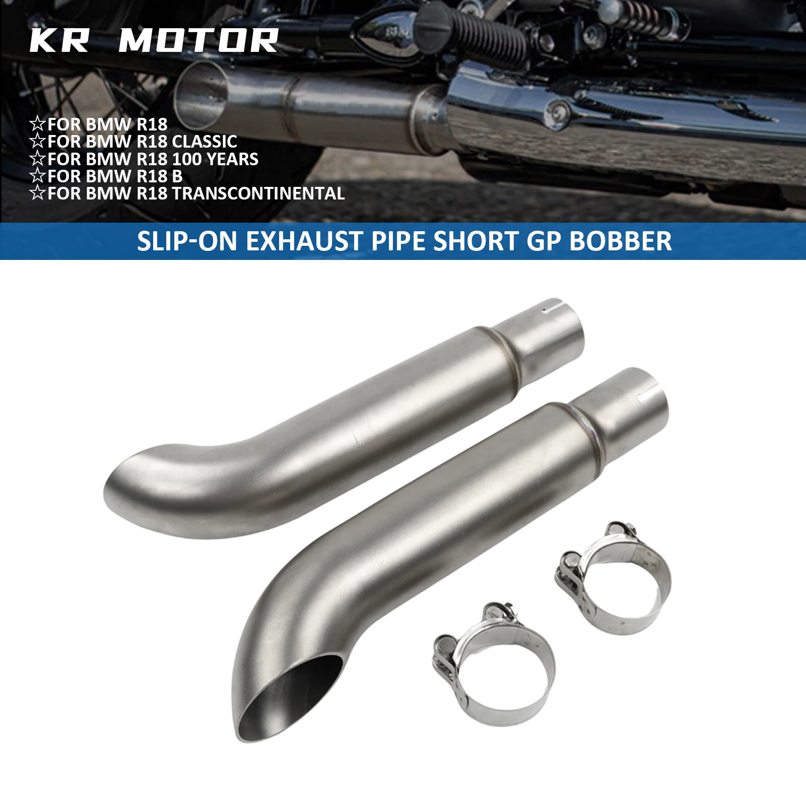 

Slip-On Exhaust Pipe Short GP Bobber Mufflers System Fits For BMW R18 R18 100 Year R18B R 18 Classic Transcontinental 2020-2025