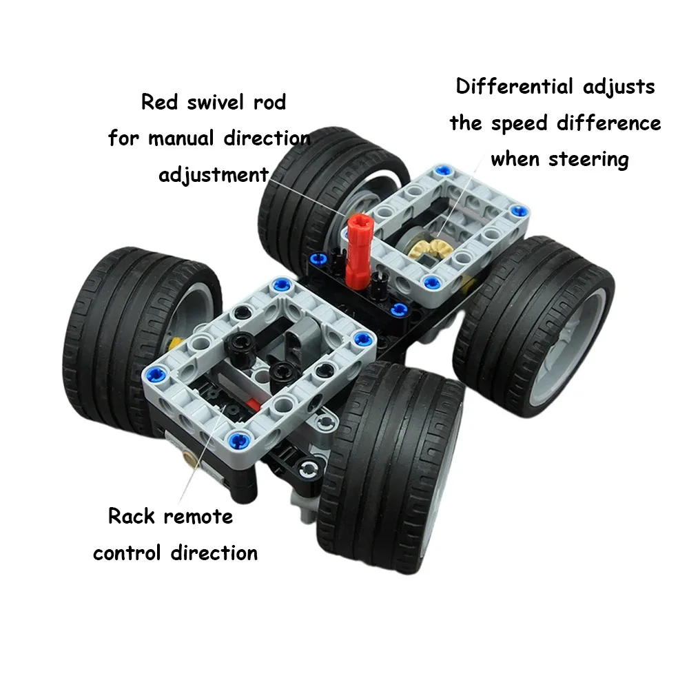 基本的な車のシャーシブロック,mocスポーツカーの改造,電源機能の追加,組み立てられたビルディングブロック,DIYおもちゃ,88744