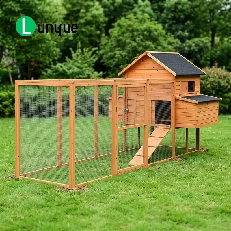 Large Waterproof Asphalt Roof Fir Pet House Chicken Coop Outdoor Luxury Modern Eco Friendly Printed Design For Dogs Chickens
