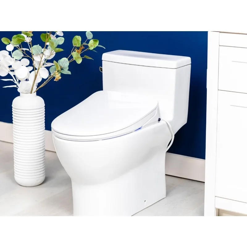 IX-Siège de toilette bidet en acier inoxydable, ultra-bas, avec buse arquée, eau chaude infinie, blanc allongé