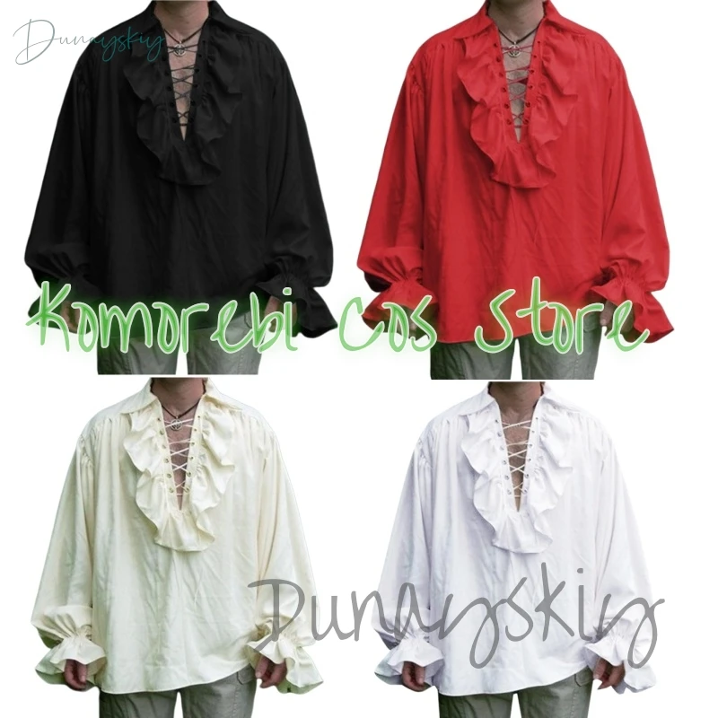 

Shirts Long Medieval Adults Renaissance Costume Ruffled Sleeve Lace Up Steampunk Pirate Men Shirt Cosplay Stage Costume forWomen