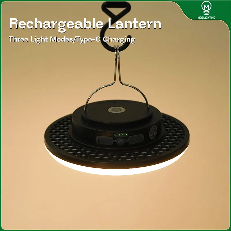 MOSLIGHTING Rechargeable LED Camp Lantern With Magnet Portable Flashlight Hanging Tent Lamp Work Maintenance Emergency Lighting