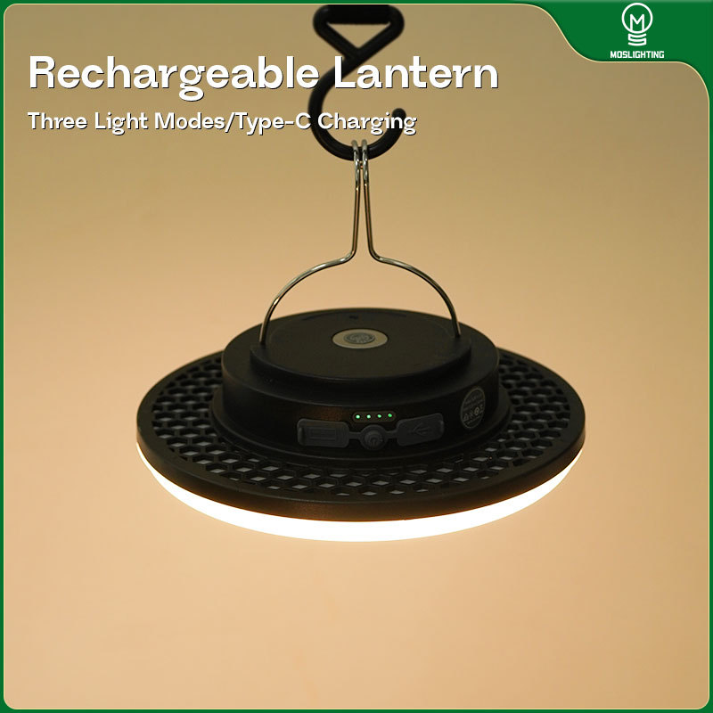 MOSLIGHTING Rechargeable LED Camp Lantern With Magnet Portable Flashlight Hanging Tent Lamp Work Maintenance Emergency Lighting