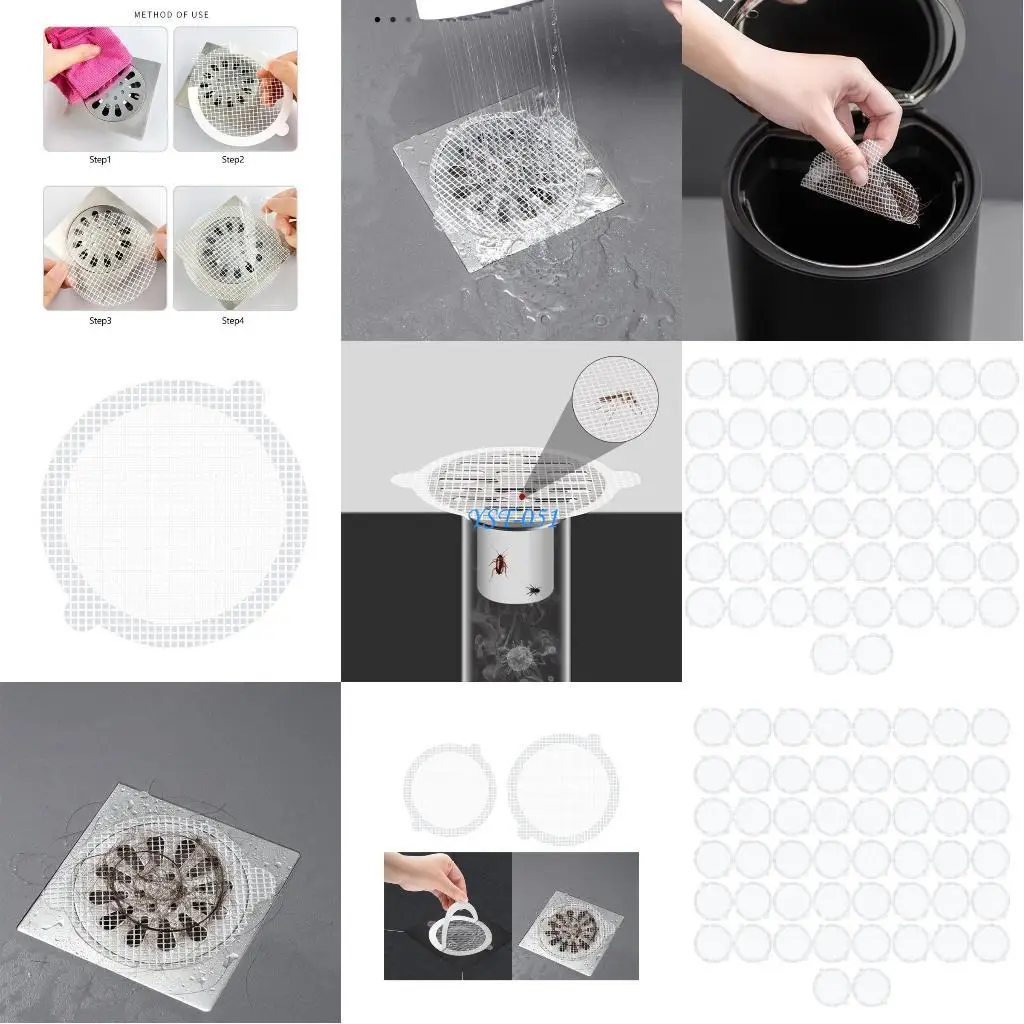 

E15A Fiber Round Sink Drain Stickers Effective Round Drain Cover Simple Installation