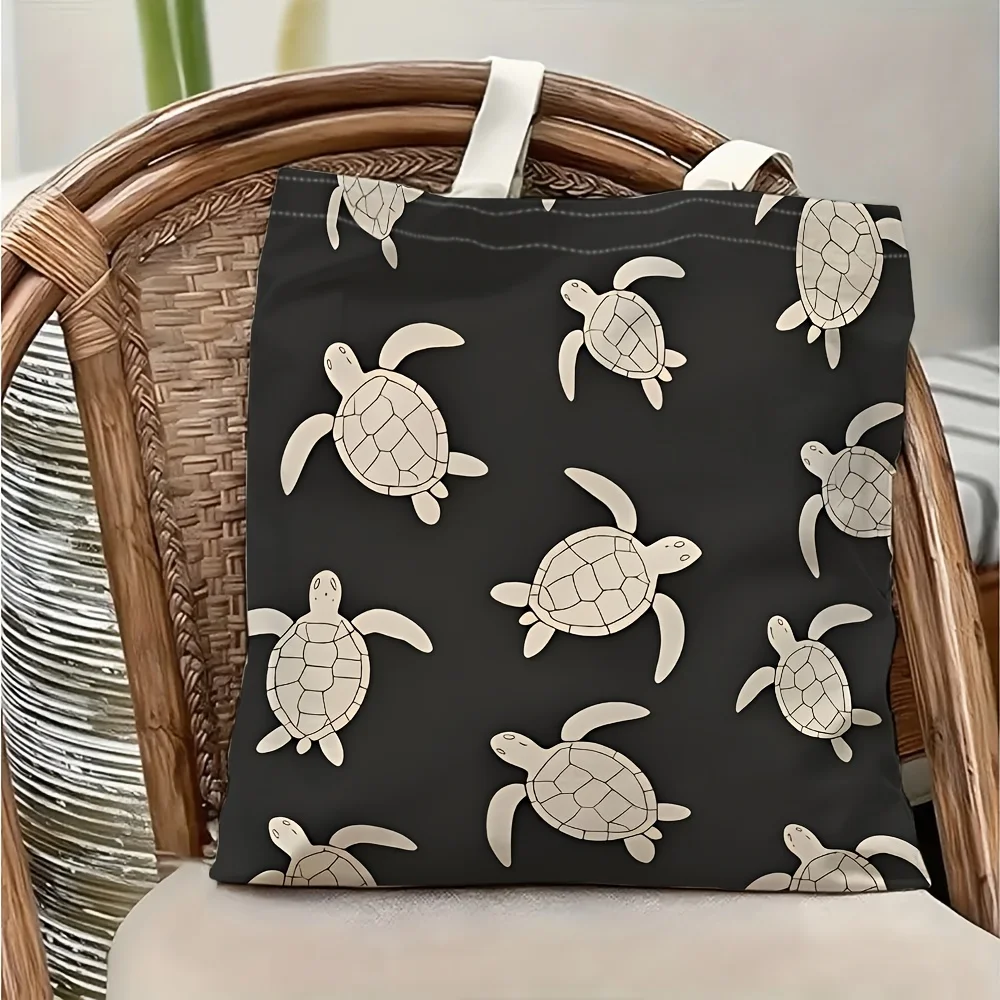 1pc Sea Turtle Pattern Printed Tote Bag, Reusable Shopping B