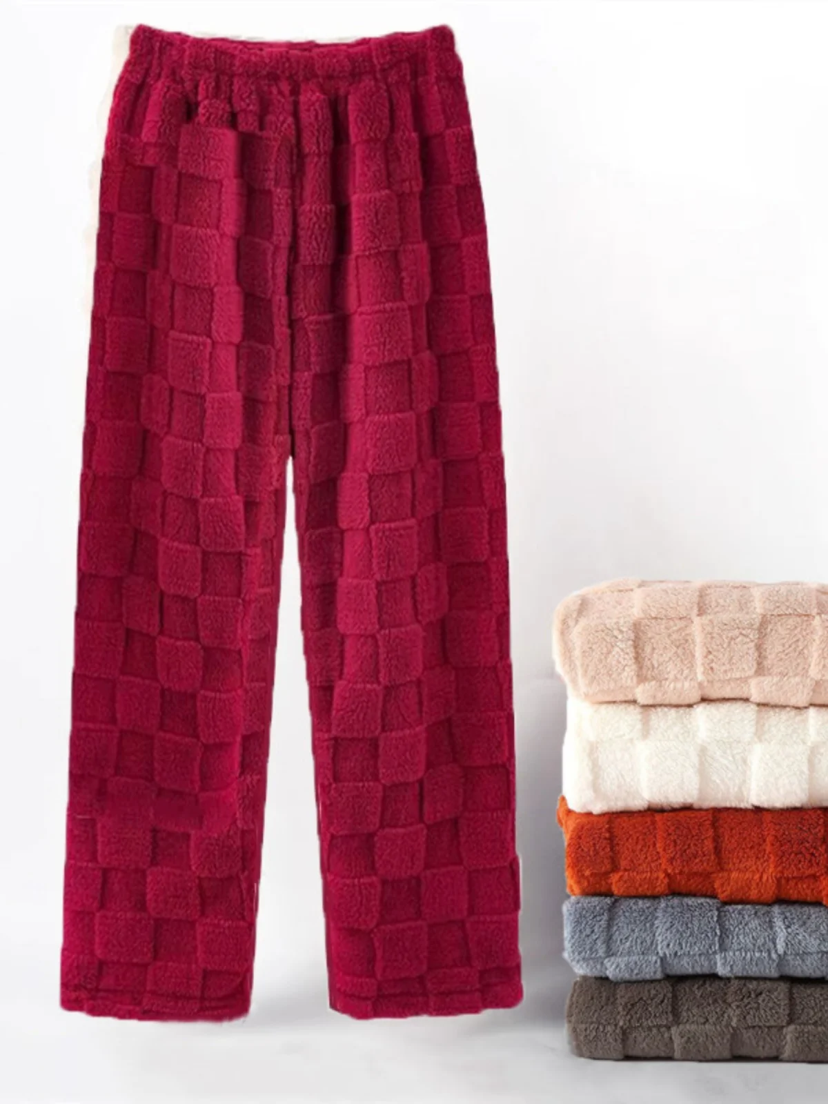 

Женские утепленные пижамные брюки из кораллового флиса, прямые брюки с высокой талией, длинные брюки для дома, зимние удобные брюки для отдыха