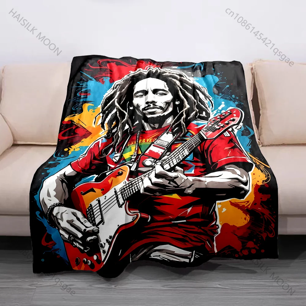 1PC Graffiti style dreadlocks guitarist performing Print Blanket Flannel Material Soft Warm for All Seasons Home Camping Picnics