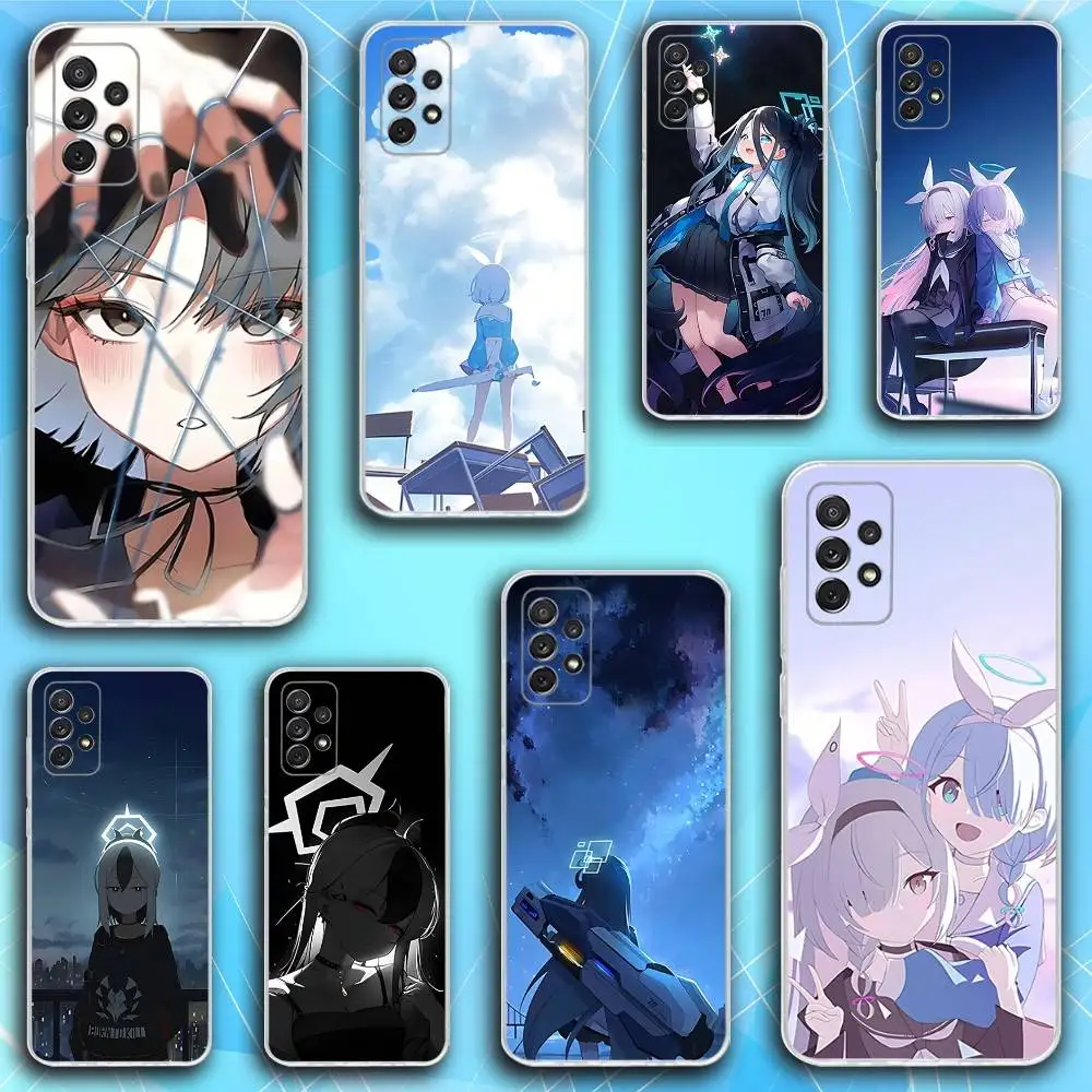 

Blue A-Archive Game Phone Case For Samsung S30,23,21,22,20, FE lite,S10,9,8,7 PIus Note20ultra Soft Transparent