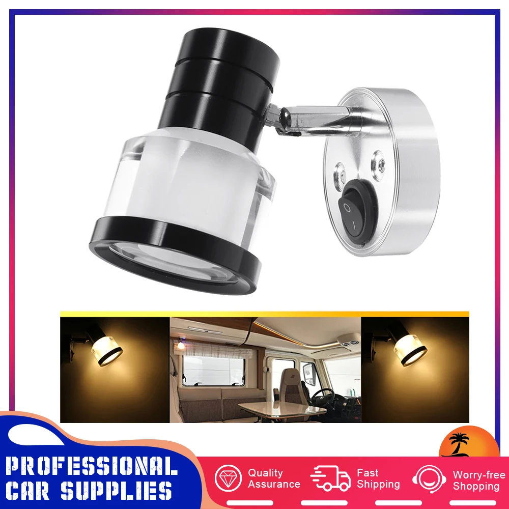 12V Marine Interior LED Reading Light 3W RV Boat Camper Warm Spotlight Wall Lamp RV Cabinet Lights Motorhome Accessories 150LM led decorative wall lamps colorful ktv hotel corridor atmosphere ray lamp semi circular waterproof creative luminous wall lights