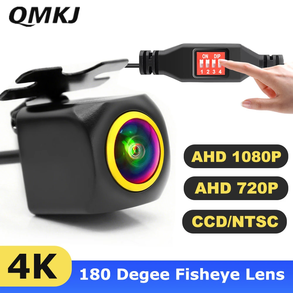 1080P AHD Car Rear View Camera DIP Switch Adjustable Fisheye Lens Night Vision Waterproof Backup Parking Camera For Android Car