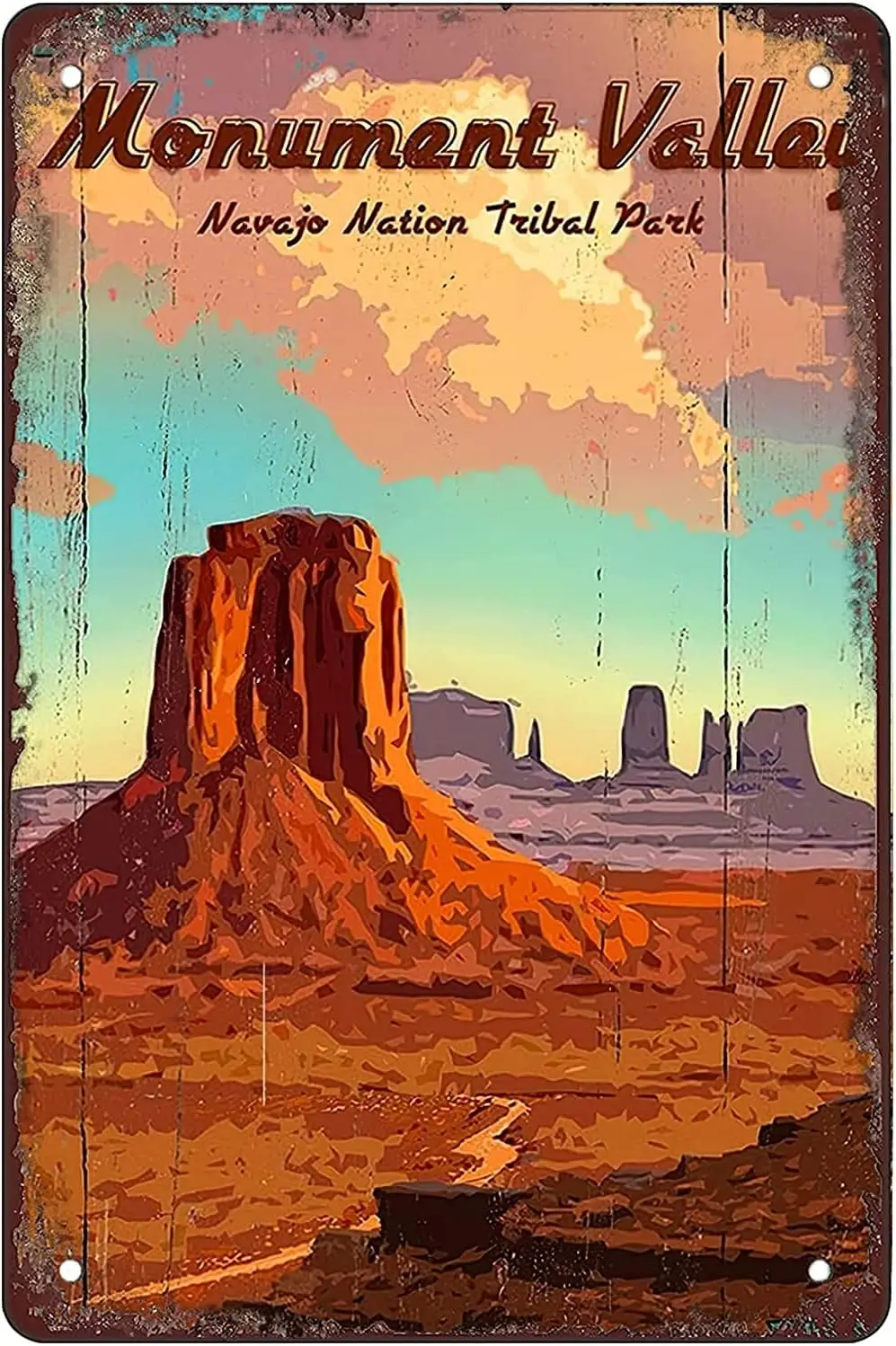 Monument Valley 20,3 x 30,5 cm Retro-Vintage-Dekorschild, Metall-Blechschild, für Zuhause, Bar, Wanddekoration
