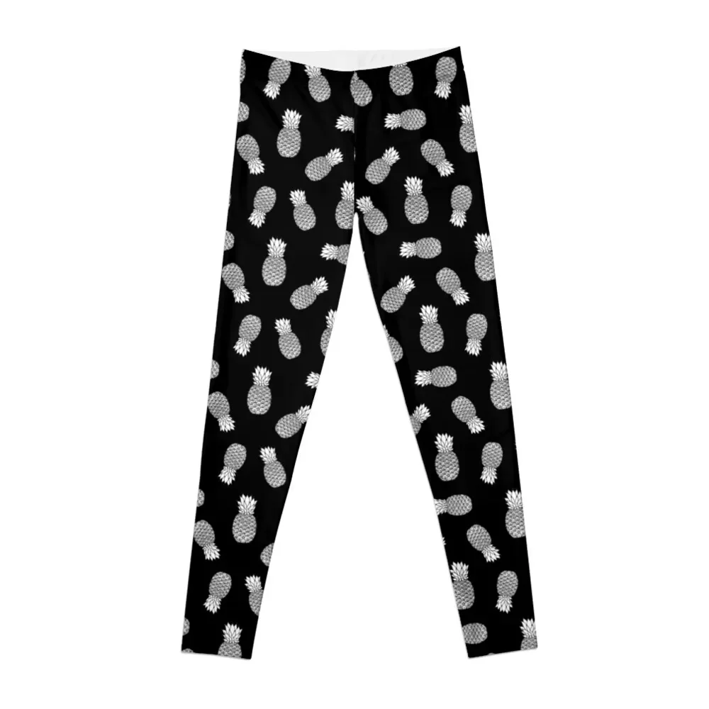 

Black and White Pineapple Pattern Leggings Women's sportswear sportswear gym Womens Leggings