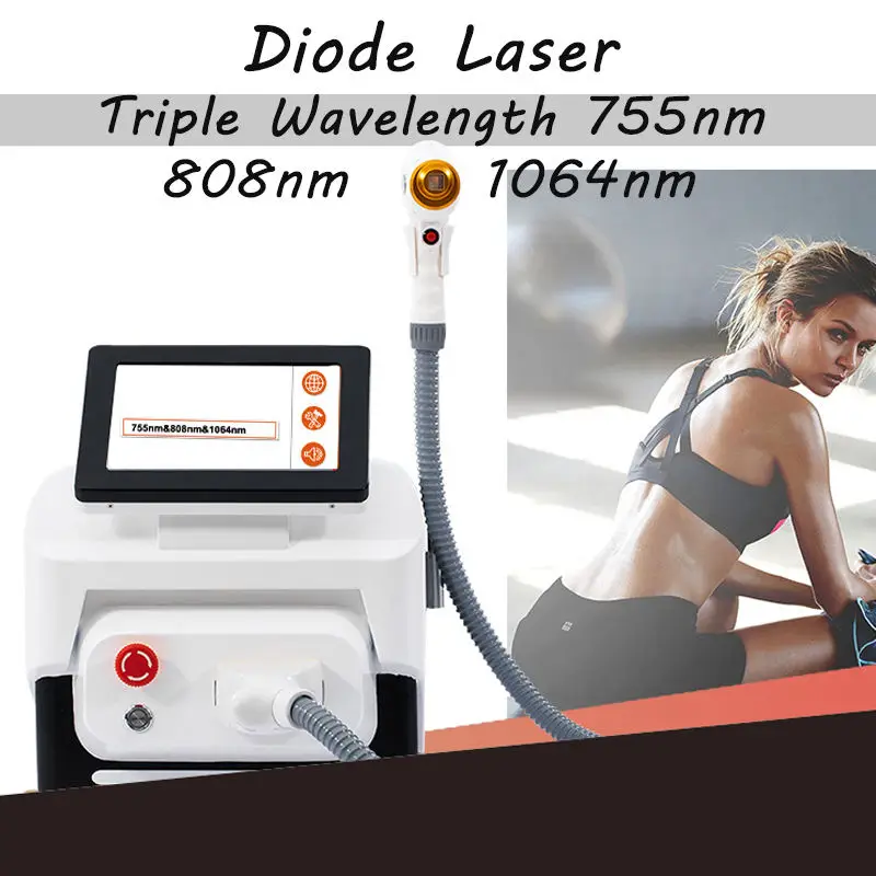 

755nm 1064nm 808nm Diode Laser Hair Removal Machine Painless Epilator For Bikini Face Body Armpit Permanent Depilator For Salon