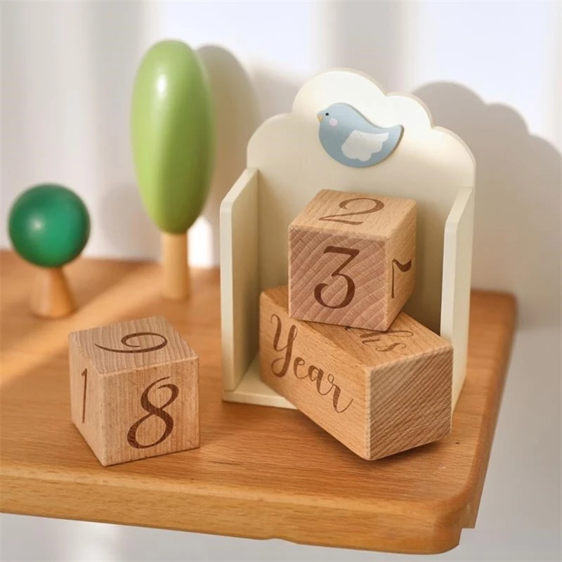 طفل سنة شهر أسبوع العمر سجل النمو معالم كتل الزخرفية التقاط الصور تذكارية الخشب التصوير الدعائم هدية