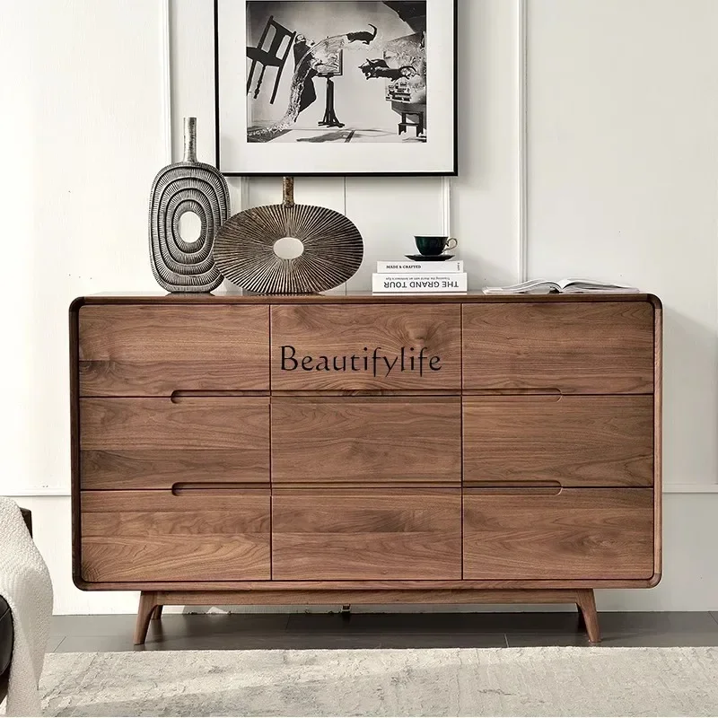 

LJY*Nordic solid wood Bedroom drawer storage Living room cabinet against the wall
