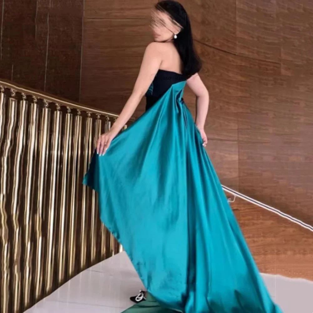 تخصيص رائعة Ruched المرأة فستان حفلة موسيقية مثير بلا أكمام الساحرة حورية البحر الطابق طول فستان الحفلات المرأة الساتان ثوب مسائي