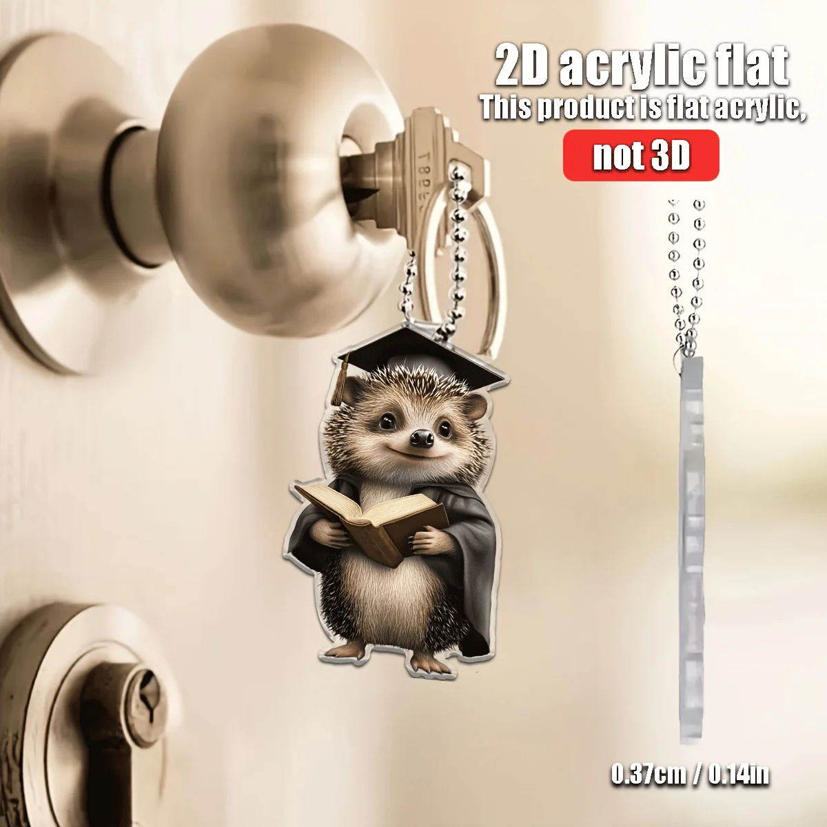 

Cute Acrylic Little Hedgehog Bachelor 2D Car Interior Decor Accessories Graduation Pendant Bag Key Unique Student Achievement