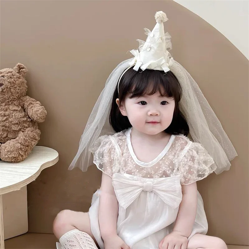 Baby Princess Kids Hairclips headband Hat Crown Wedding Party Flower Girl Dress Children First Communion Dress  Birthday
