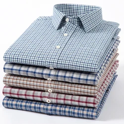 Camisas de algodón 100% de alta calidad para hombre, tops formales de manga larga, informales, ajustados, suaves, con un solo bolsillo, ropa de oficina