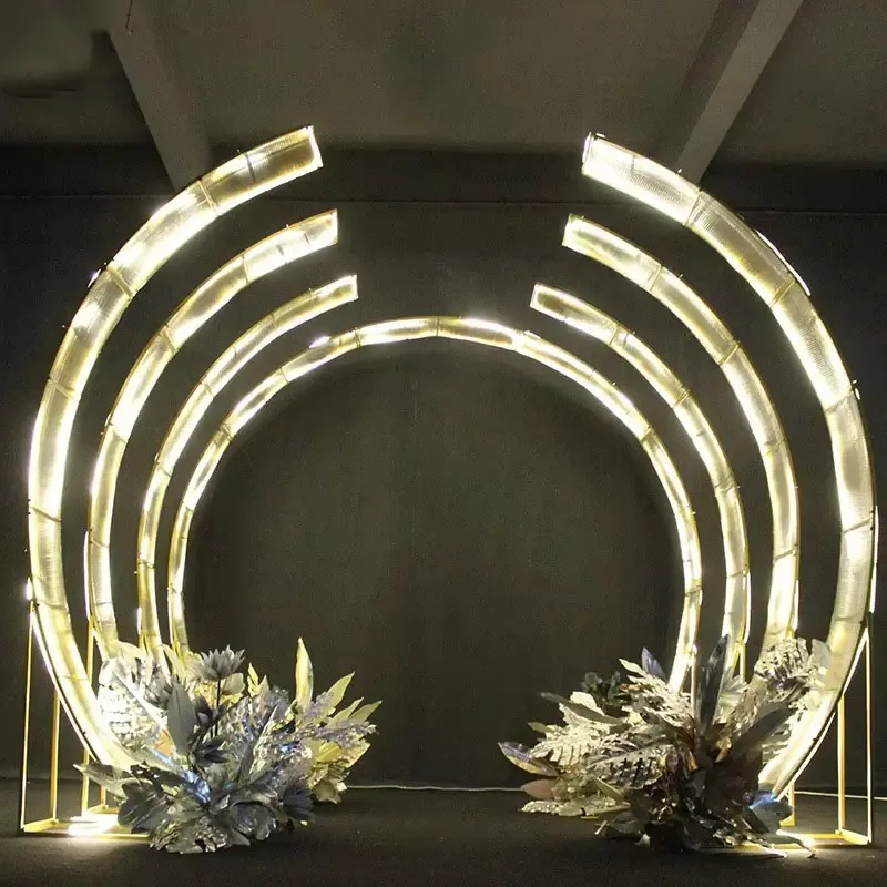 Welcome Lighting Decoration Light Emitting Diode Wedding Chupa Design Walkway Light Tunnel Metal Arch Background