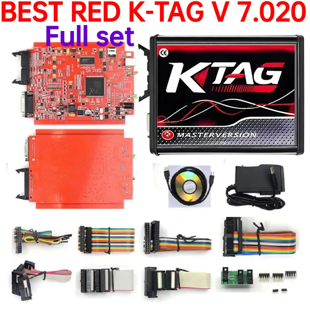 BEST For KTAG V7.020 Red PCB Red European ECU Programmer Master Unlimited Token BDM For Kess Program Tool OBD2 Tuning ECU  Tool