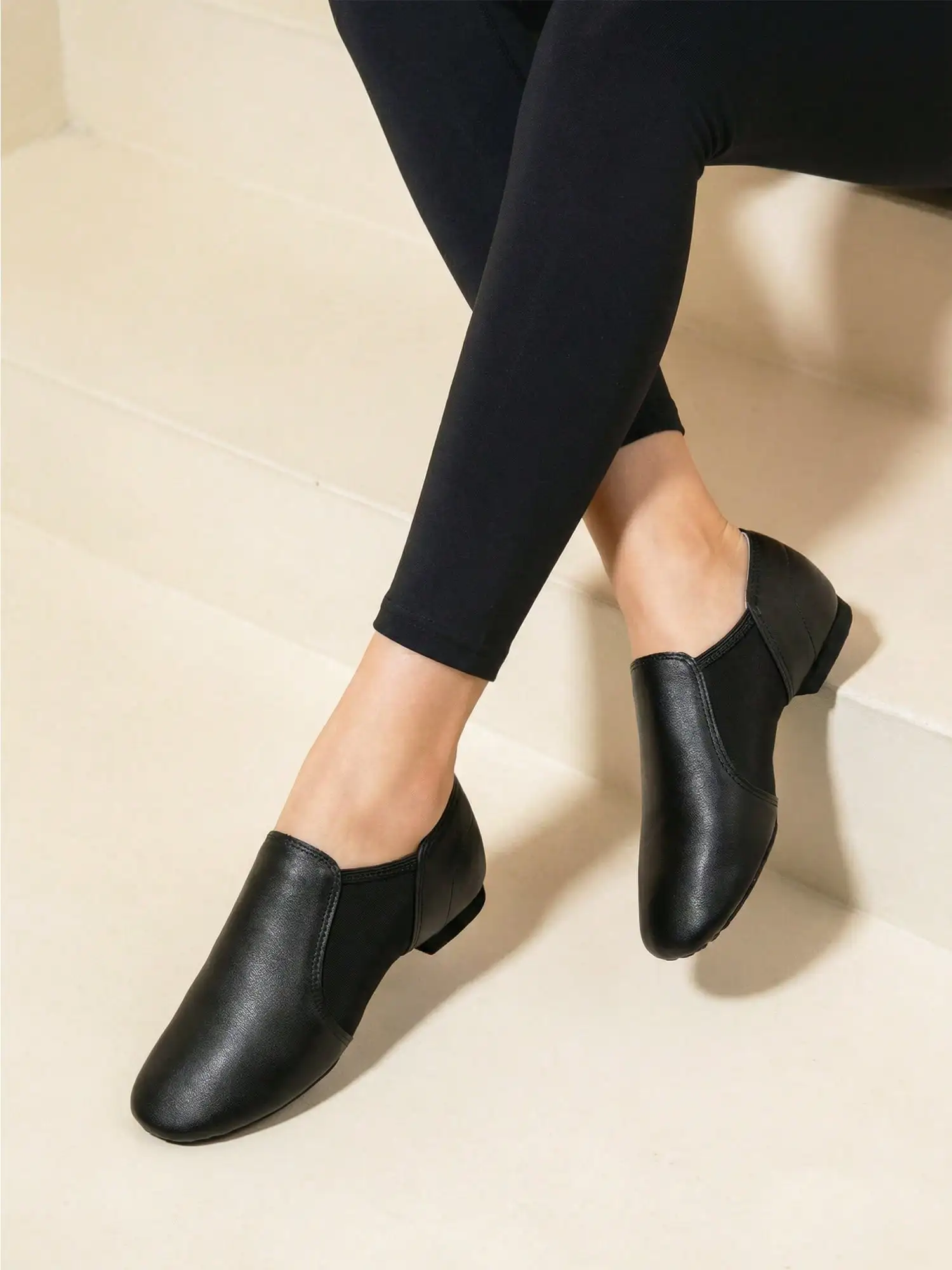 Soft Leather Jazz Shoes, Lightweight Comfort Wide Width Flat Shoes, Unisex Breathable Non‑Slip Dance Sneakers