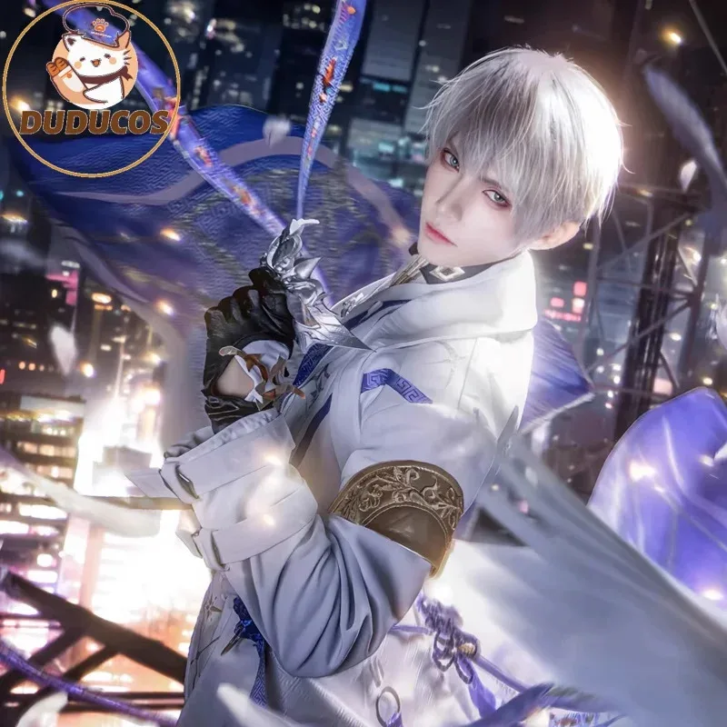 

Love and Deepspace Xavier Lumiere Cosplay Costume Wig Shimmering Moonlight Uniform Earrings Halloween Party Women Men Carnival