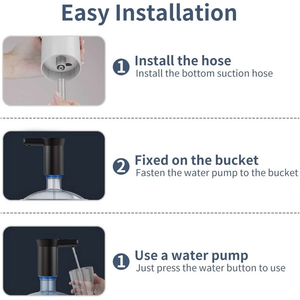 Water Dispenser Pump, Electric Drinking Water Pump,Portable Automatic Water Bottle Pump for 2-5 Gallon Bottle(Black)