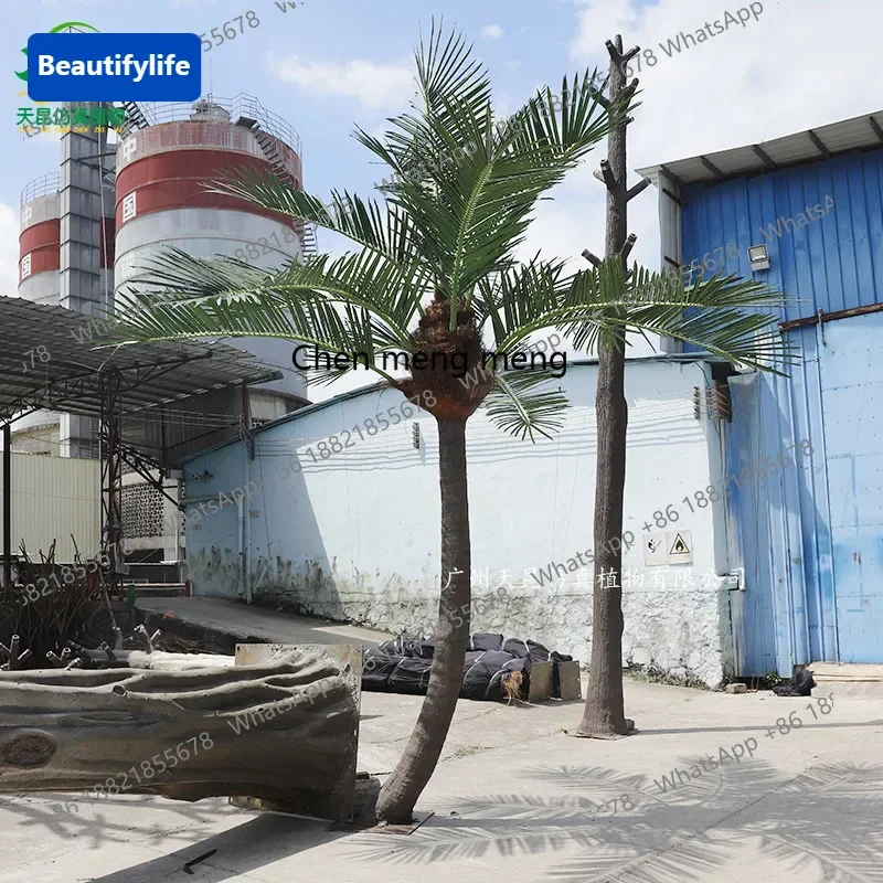 D8000  Simulation Large Coconut Tree Indoor and Outdoor Landscaping Green Plant Coconut FRP Bent Tree