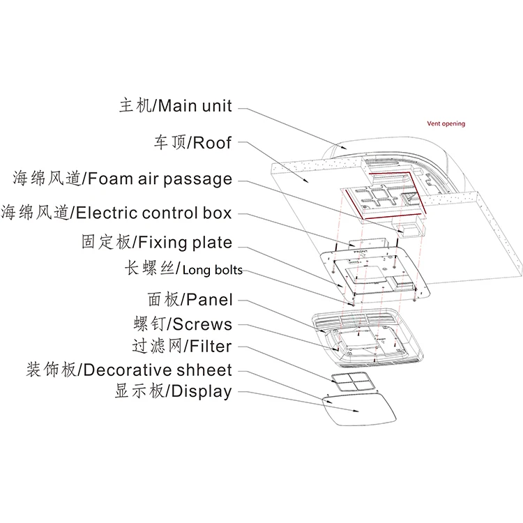 مكيف هواء سقف RV أبيض عالمي شاحنة كهربائية RV مكيف هواء على السطح عالي الجودة مكيف هواء RV على السطح البارد
