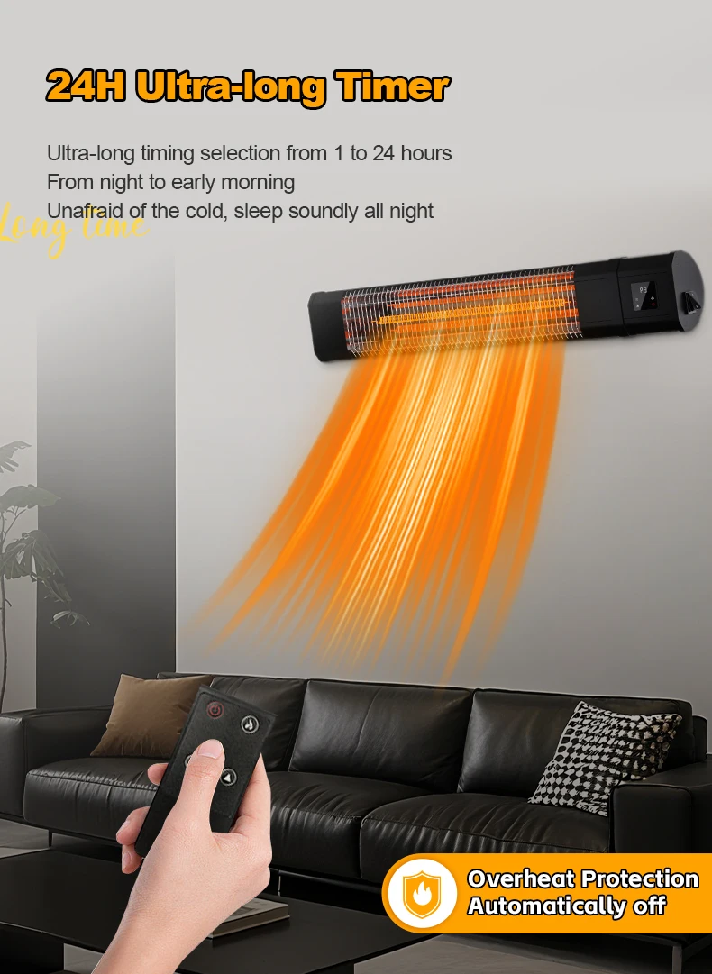 High Quality Mini Electric Heater Portable Carbon Fiber Infrared 2000W Smart Control Overheat Protection Remote Controlled