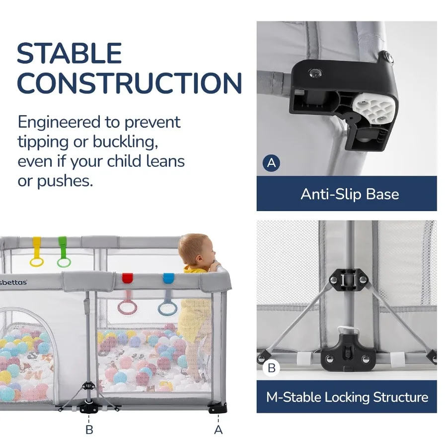 روضة أطفال قابلة للطي روضة أطفال محمولة للأطفال والرضع مقاس 59 * 71 بوصة قلم لعب للسفر مع 4 مقابض حقيبة حمل كبيرة خفيفة #4
