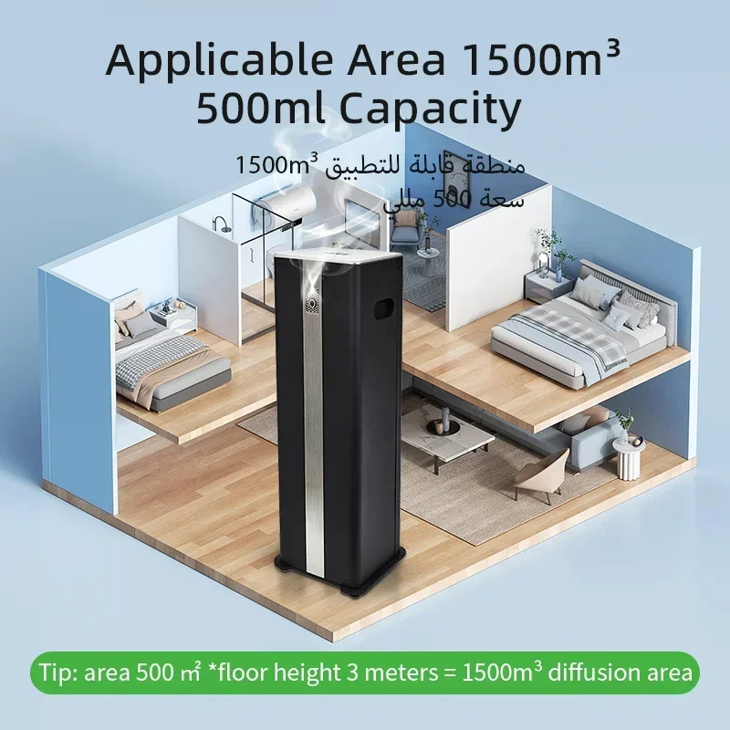 Namste-家庭用エッセンシャルオイルディフューザー、アロマセラピーマシン、大容量、スプレー香水、金属スマートタイム、家電、500ml