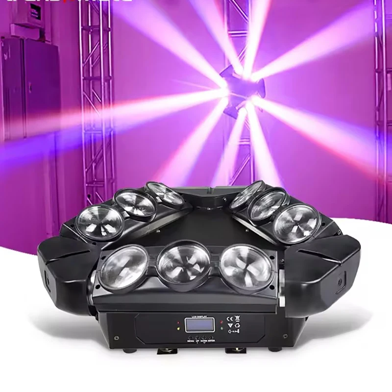 Jacmui Stage Lights Triangle 9 Eyes Spider Beam Light 9x10W RGBW 4in1 Led Moving Head Spider Dj Disco Lights Spider Light