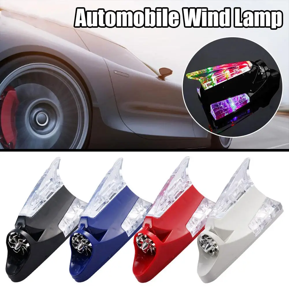 Wind Powered LED Anti Collision Light Warning Lights Antenna Light Shark Decorating Fin Accessorie Universal Automobile Mod C1U6