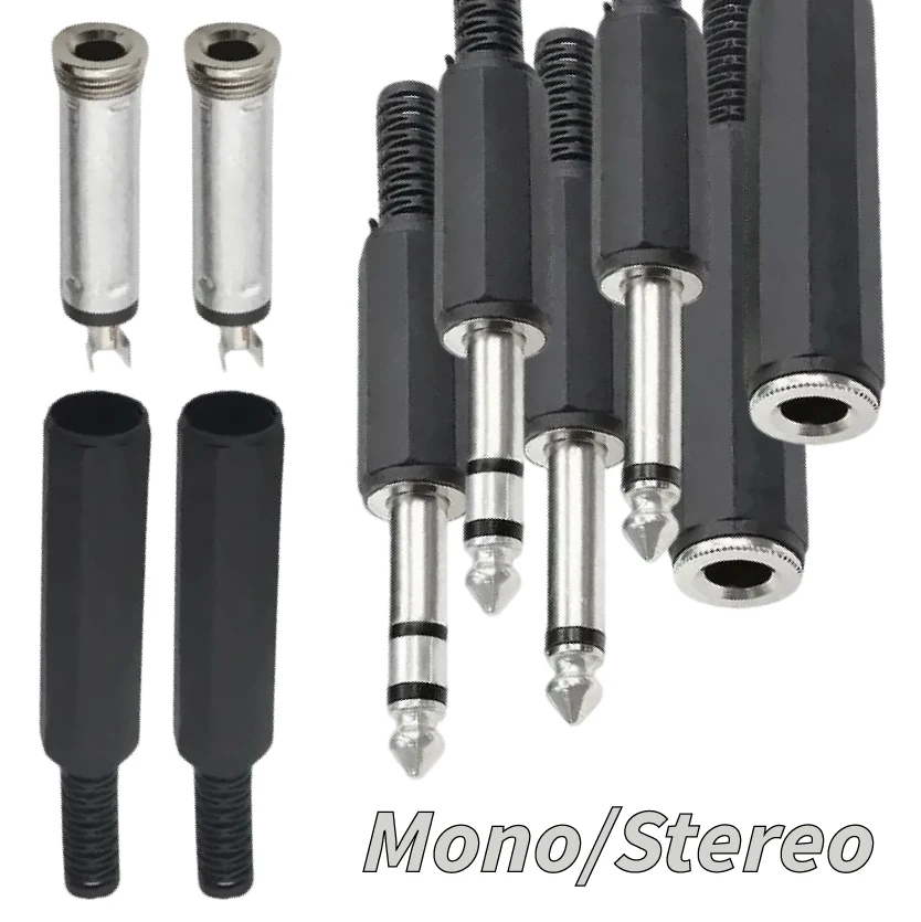 Mono/Stereo 6.35mm 2/3 Pole Audio Plug Socket Female Jack Microphone Connector