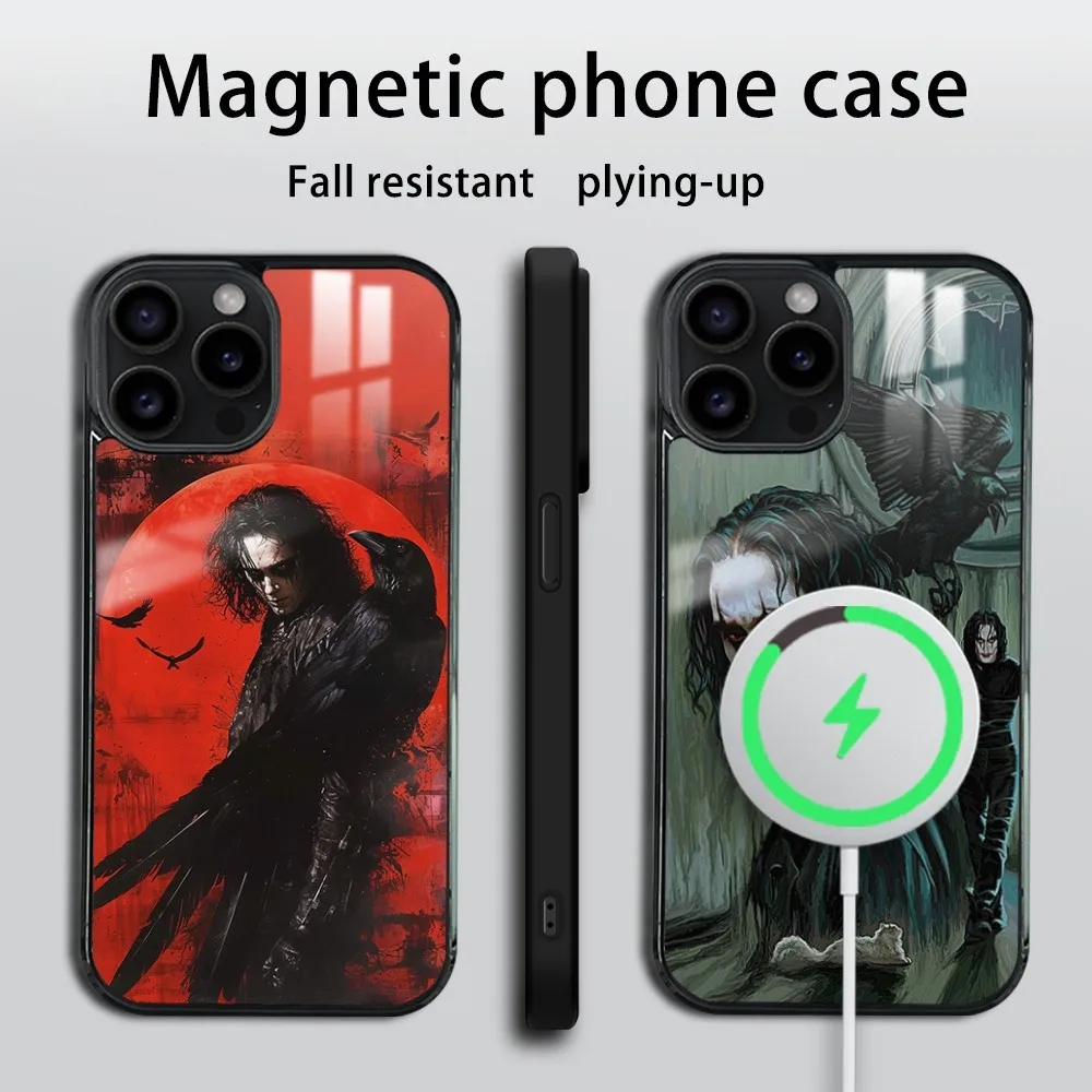 T-THE-C-CROWS Movie Phone Case For iPhone 16 15 14 13 12 11 Pro Max Plus Mini Mirror Wireless magnetic case